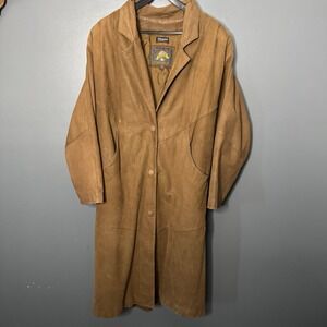 Wilsons Adventure Bound Soft Brown Leather Long Coat Jacket SmallVintage Trench